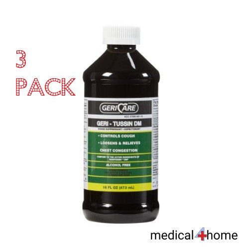 3 PACK - Geri-Tussin DM Cough Syrup 100 mg - 10 mg / 5 mL Strength 16 oz